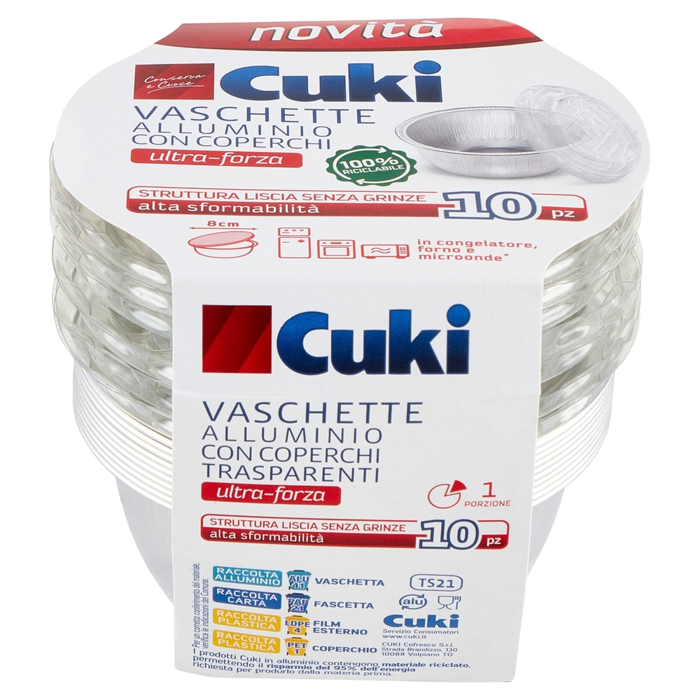 Cuki Conserva e Cuoce Vaschette Alluminio con Coperchi ultra-forza 8cm 10 pz